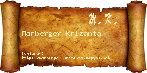 Marberger Krizanta névjegykártya